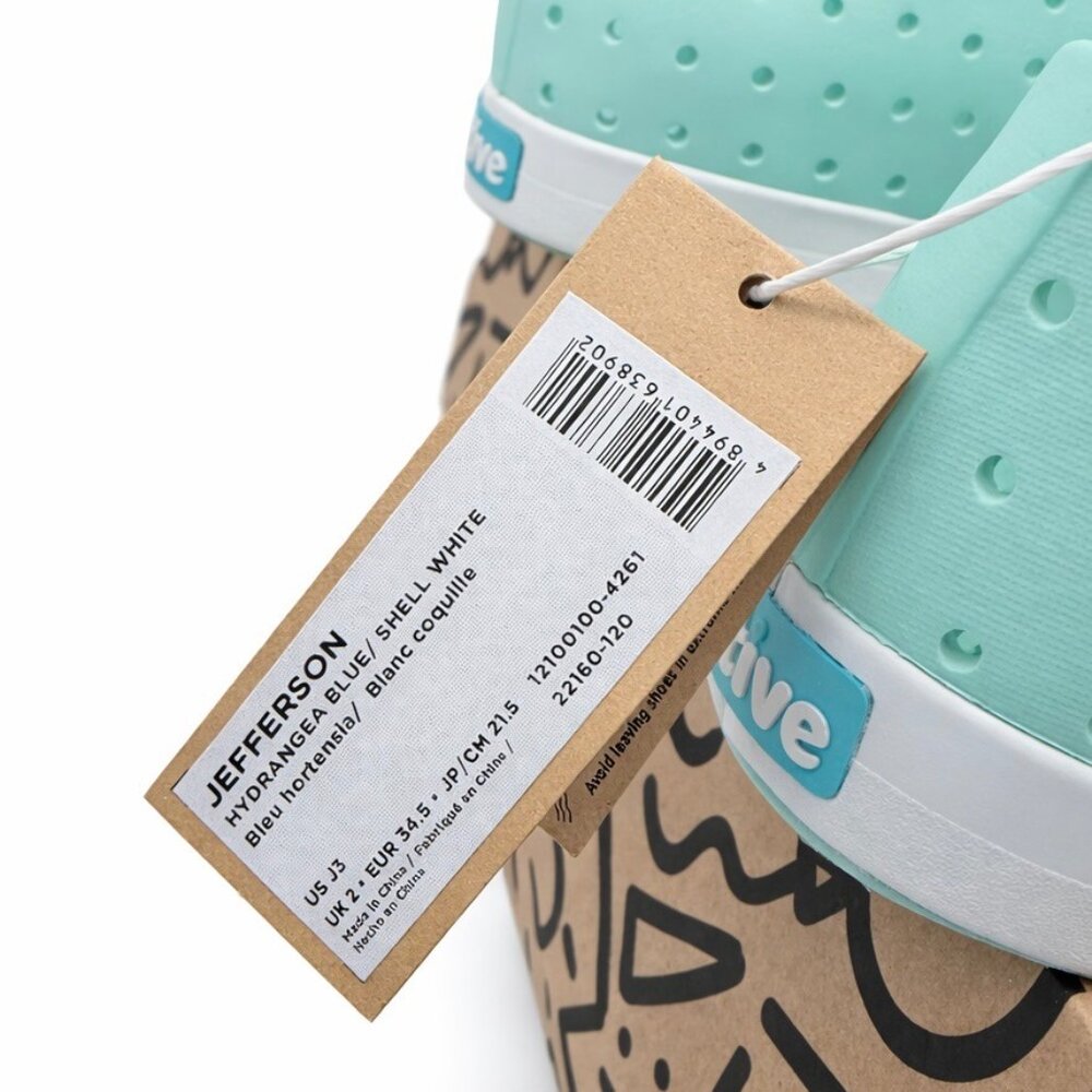 Native Jefferson Kids Slip-On Water Shoes Hydrangea Blue Size J3 Lightweight EVA - Picture 4 of 8